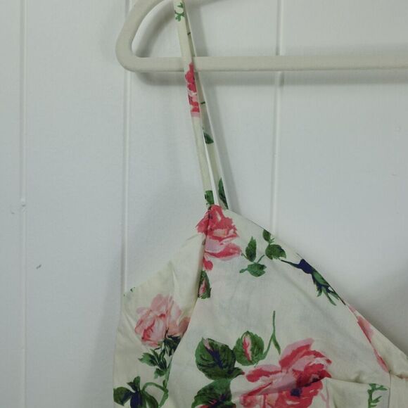 Aqua Womens Floral Print Front Bow Cropped Cut Out Cotton Top X-Large - Picture 3 of 9